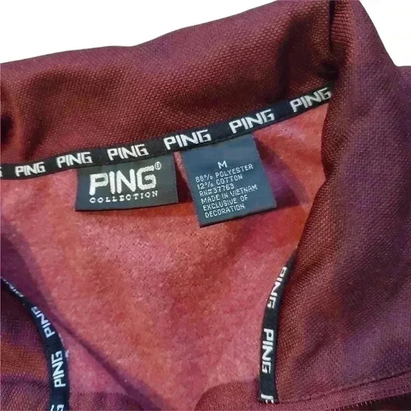 Red Vented Ping 1/4 Zip Golf Pullover Sz M  (XL) - Picture 6 of 8